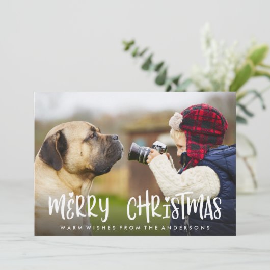 居心地の良いメリークリスマスホリデーフォトカード シーズンカード (スタンド正面)