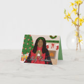 居心地の良いメリークリスマス – アフリカ系アメリカ人クリスマス カード (黄色い花)