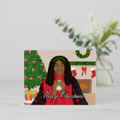 居心地の良いメリークリスマス – アフリカ系アメリカ人クリスマス 箔シーズンポストカード (立ち正面)