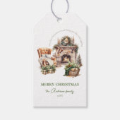 居心地の良いモダンクリスマスフォトウォーターカラー ギフトタグ (正面)