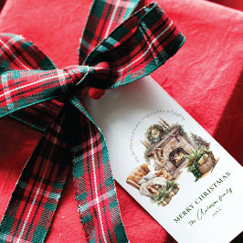 居心地の良いモダンクリスマスフォトウォーターカラー ギフトタグ
