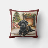 居心地の良いラブラドールパピーブラックラボドッグクリスマス クッション (裏面)