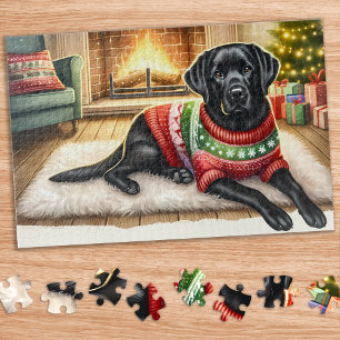 居心地の良いラブラドールレトリエバードッグクリスマスパピー ジグソーパズル