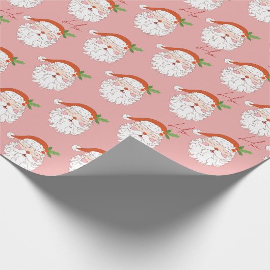 居心地の良いレトロピンクサンタクロース ラッピングペーパー (角)