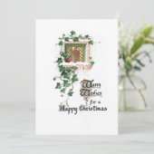 居心地の良いヴィンテージクリスマスアイビーカバーの窓 シーズンカード (スタンド正面)