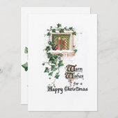 居心地の良いヴィンテージクリスマスアイビーカバーの窓 シーズンカード (正面/裏面)
