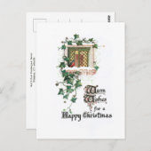 居心地の良いヴィンテージクリスマスアイビーカバーの窓 ポストカード (正面/裏面)