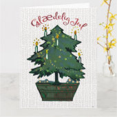 居心地の良いヴィンテージクリスマスツリーGlug Jul カード (黄色い花)