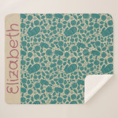 居心地の良いヴィンテージクリスマスブルーミッテンパターン シェルパブランケット (正面(横))