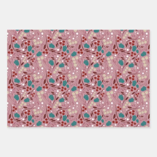 居心地の良いヴィンテージクリスマスプレゼント ラッピングペーパーシート (正面3)