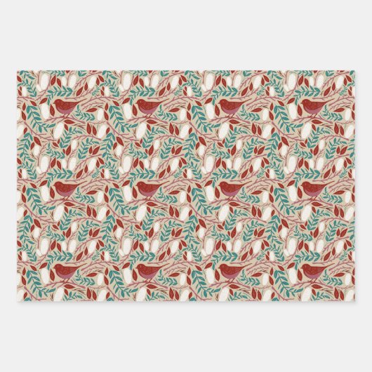 居心地の良いヴィンテージクリスマスプレゼント ラッピングペーパーシート (正面)