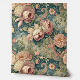 居心地の良いヴィンテージフローラ牡丹とバラの皮とスティック 壁紙