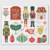 居心地の良い伝統的くるみ割りカークリスマスパターン ラッピングペーパー (フラット)