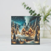 居心地の良い冬のキャビンのクリスマスカード シーズンカード (スタンド正面)