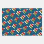 居心地の良い冬のキャビンのクリスマスラッピング紙シート ラッピングペーパーシート (正面2)