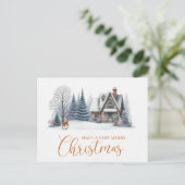 居心地の良い冬のキャビン「メリークリスマスを」 シーズンポストカード (スタンド正面)