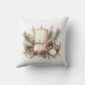 居心地の良い冬のキャンドルと松コーン装飾 クッション (裏面)