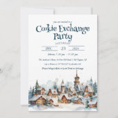 居心地の良い冬のクリスマスクッキー交換パーティー 招待状 (正面)