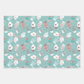 居心地の良い冬のクリスマスミッテンス模様セット ラッピングペーパーシート (正面)