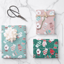 居心地の良い冬のクリスマスミッテンス模様セット