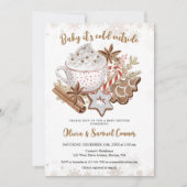 居心地の良い冬のココアとクッキー赤ちゃんシャワー 招待状 (正面)