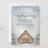 居心地の良い冬のコテージとクリスマスツリー 招待状 (正面)