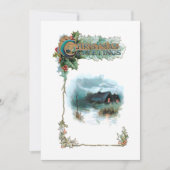 居心地の良い冬のコテージと華美クリスマスグリーティング シーズンカード (正面)