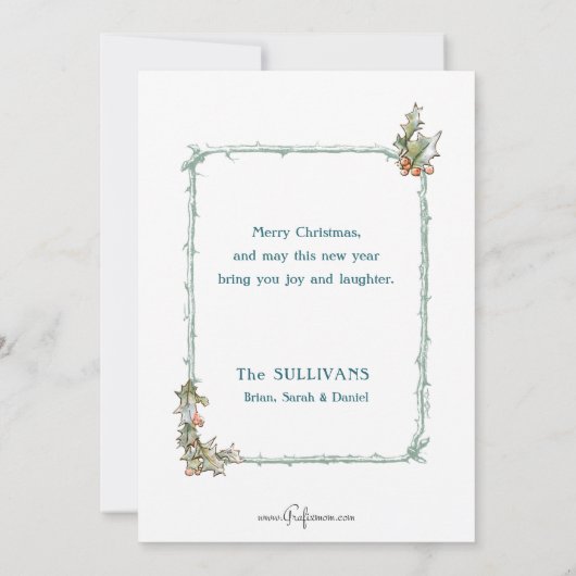 居心地の良い冬のコテージと華美クリスマスグリーティング シーズンカード (裏面)