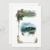 居心地の良い冬のコテージと華美クリスマスグリーティング シーズンカード (正面/裏面)