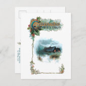 居心地の良い冬のコテージと華美クリスマスグリーティング ポストカード (正面/裏面)