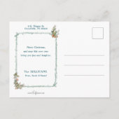 居心地の良い冬のコテージと華美クリスマスグリーティング ポストカード (裏面)