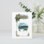 居心地の良い冬のコテージと華美クリスマスグリーティング ポストカード (スタンド正面)