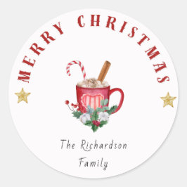 居心地の良い冬のコーヒーマグMerryクリスマスステッカー ラウンドシール