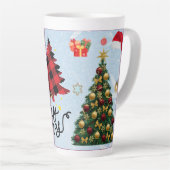 居心地の良い冬のデザインのクリスマスツリーGIF カフェラテマグ (右アングル)