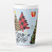 居心地の良い冬のデザインのクリスマスツリーGIF カフェラテマグ (正面)