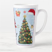 居心地の良い冬のデザインのクリスマスツリーGIF カフェラテマグ (右)