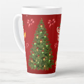 居心地の良い冬のデザインのクリスマスツリーGIF カフェラテマグ (左アングル)