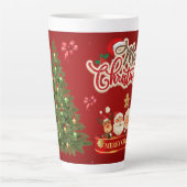 居心地の良い冬のデザインのクリスマスツリーGIF カフェラテマグ (正面)