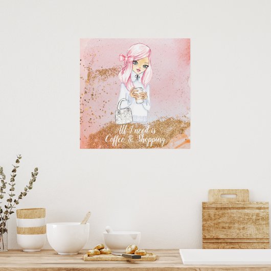 居心地の良い冬のブロガー女の子のプランナーポスタープリント ポスター (キッチン)