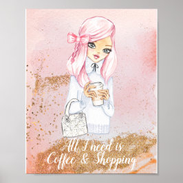 居心地の良い冬のブロガー女の子のプランナーポスタープリント ポスター