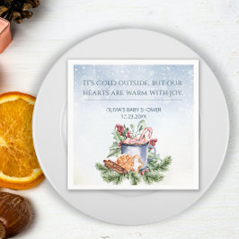 居心地の良い冬のホットココアスノーリーベビーシャワー スタンダードカクテルナプキン