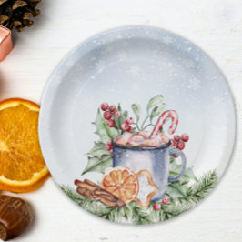 居心地の良い冬のホットココアスノーリーベビーシャワー ペーパープレート