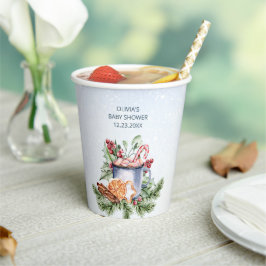 居心地の良い冬のホットココアスノーリーベビーシャワー 紙コップ
