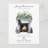 居心地の良い冬の暖炉の移動 案内ポストカード (正面)