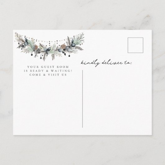 居心地の良い冬の暖炉の移動 案内ポストカード (裏面)