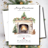 居心地の良い冬の暖炉の移動 案内ポストカード