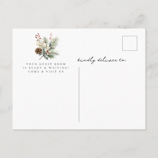 居心地の良い冬の暖炉の移動 案内ポストカード (裏面)