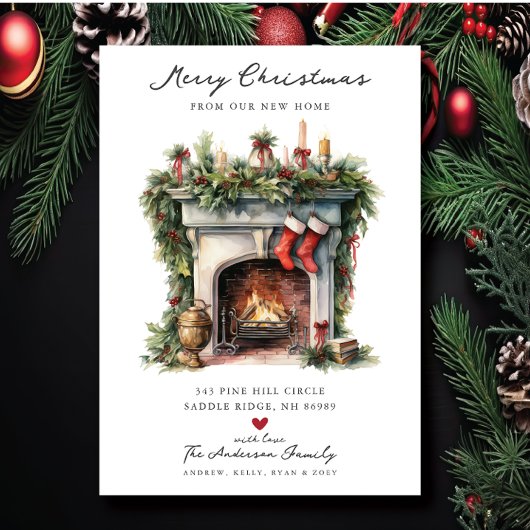 居心地の良い冬の暖炉の移動 案内状