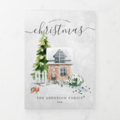 居心地の良い冬の瞬間 | クリスマスファミリーの写真 三つ折り招待状 (カバー)