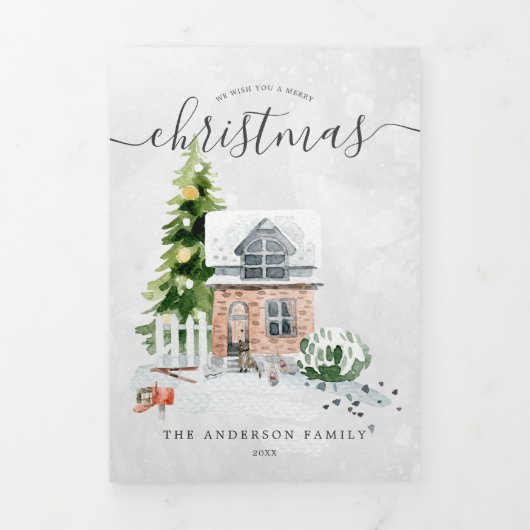 居心地の良い冬の瞬間 | クリスマスファミリーの写真 三つ折り招待状 (カバー)